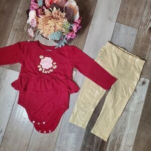 Garanimals Maroon And Gold Baby Toddler Girl Outfit Size 24M NWOT